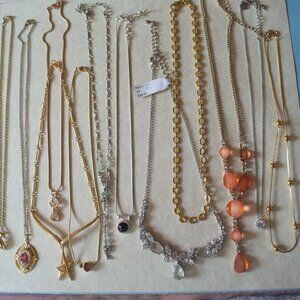 Lot of 12 Fashion Necklaces New to Like New Dainty/Small/Medium Mix